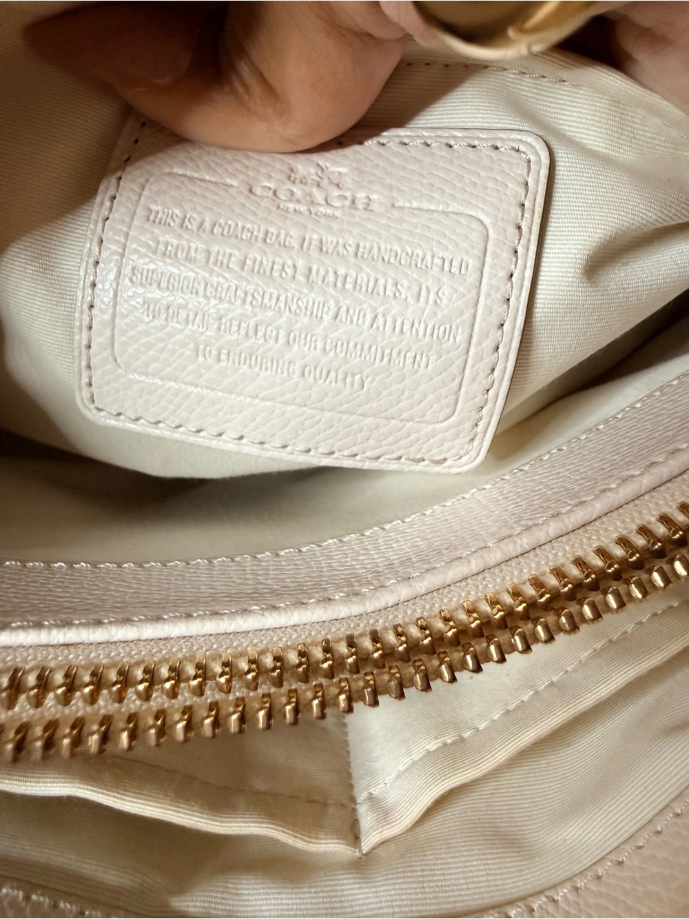 Coach White Leather Satchel with Gold Accents - Picture 6 of 10